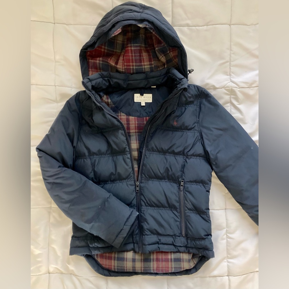 Jack Wills navy puffer jacket, size XS